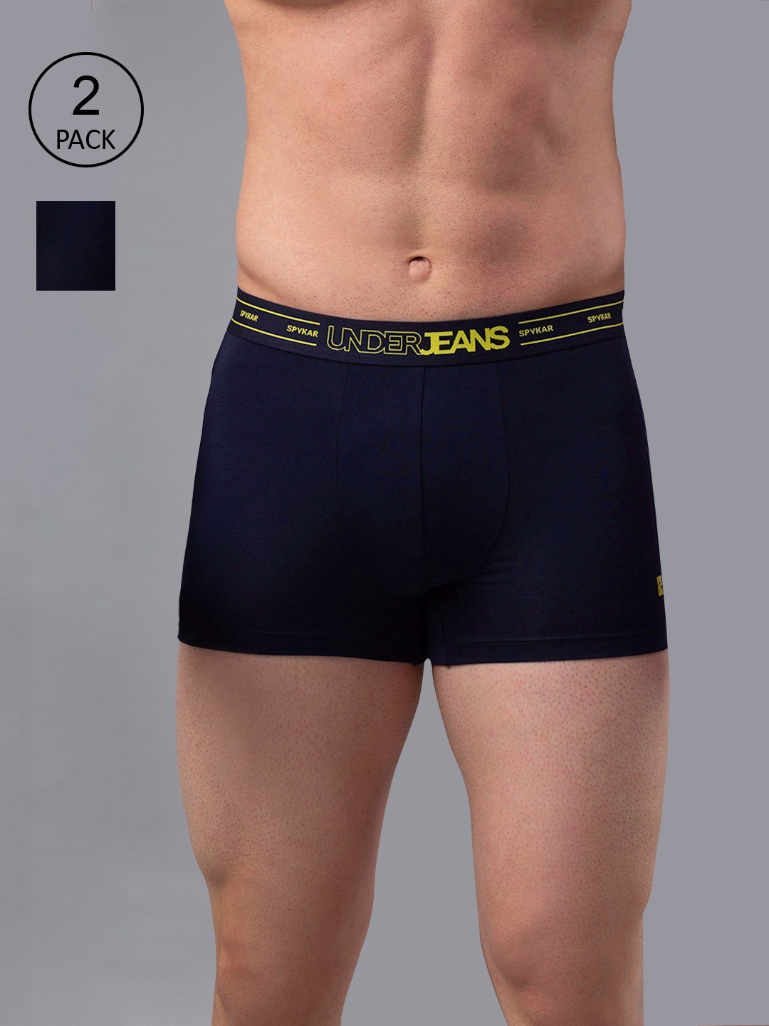 

Underjeans by Spykar Men Pack of 2 Cotton Blend Trunk -UJNPTC006Navy, Navy blue