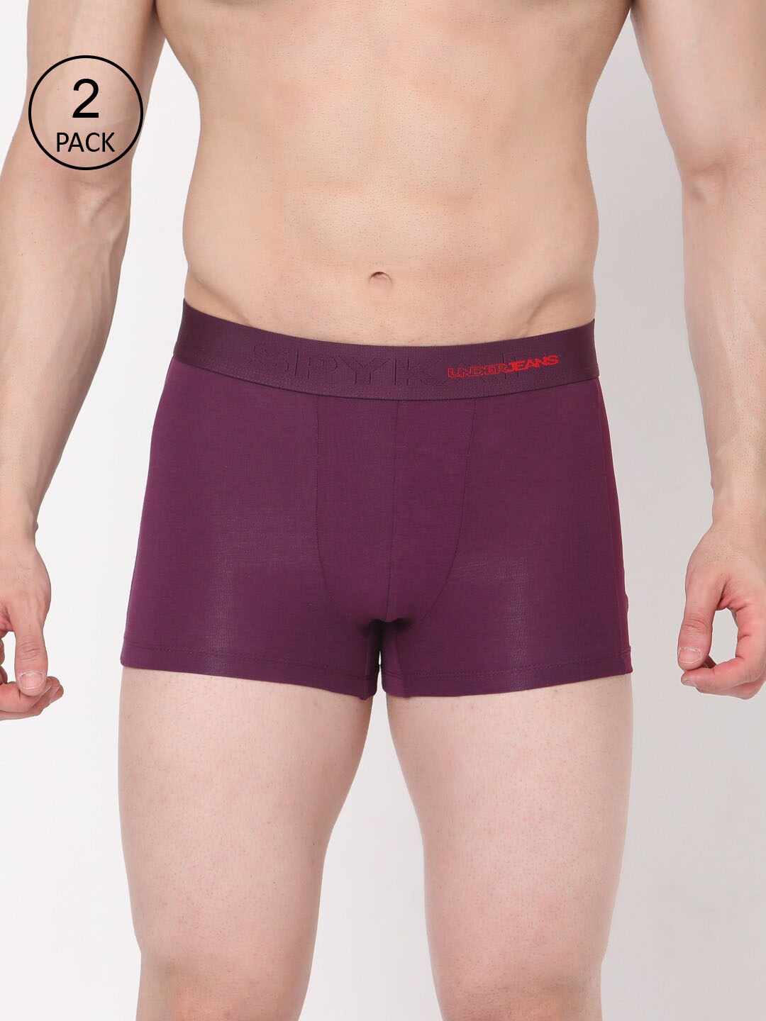 

UnderJeans by Spykar Men Pack Of 2 Cotton Blend Trunk, Purple