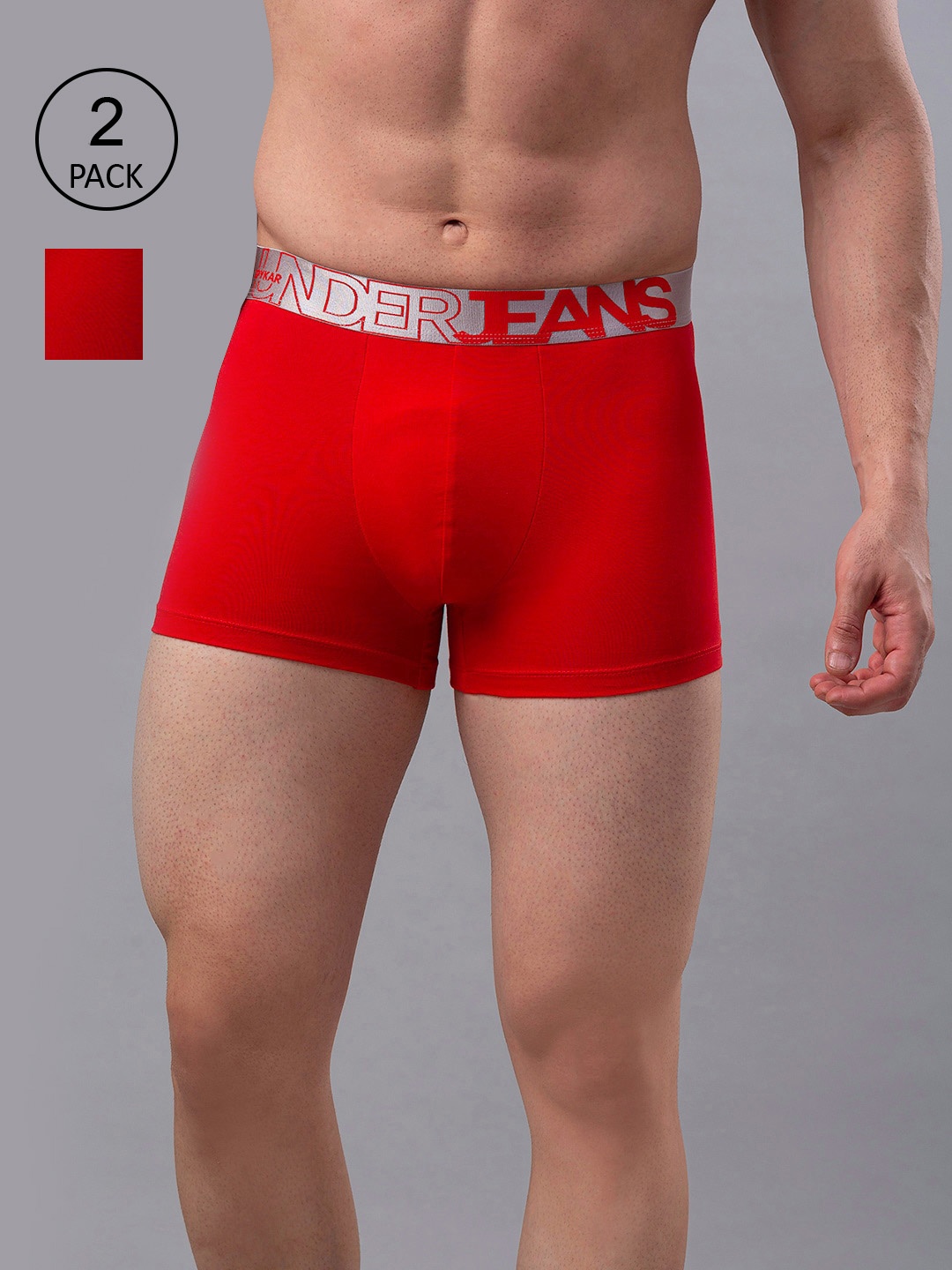 

UnderJeans by Spykar Men Pack Of 2 Cotton Blend Trunk, Red