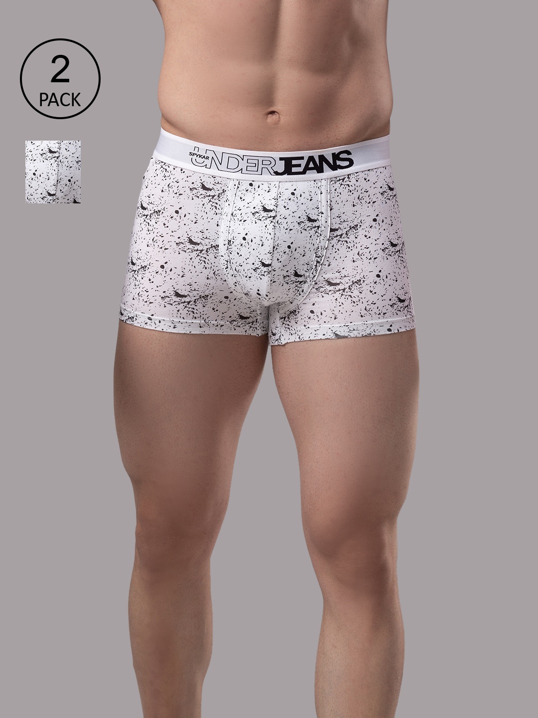 

Underjeans by Spykar Men Cotton Blend Pack of 2 Trunk, White