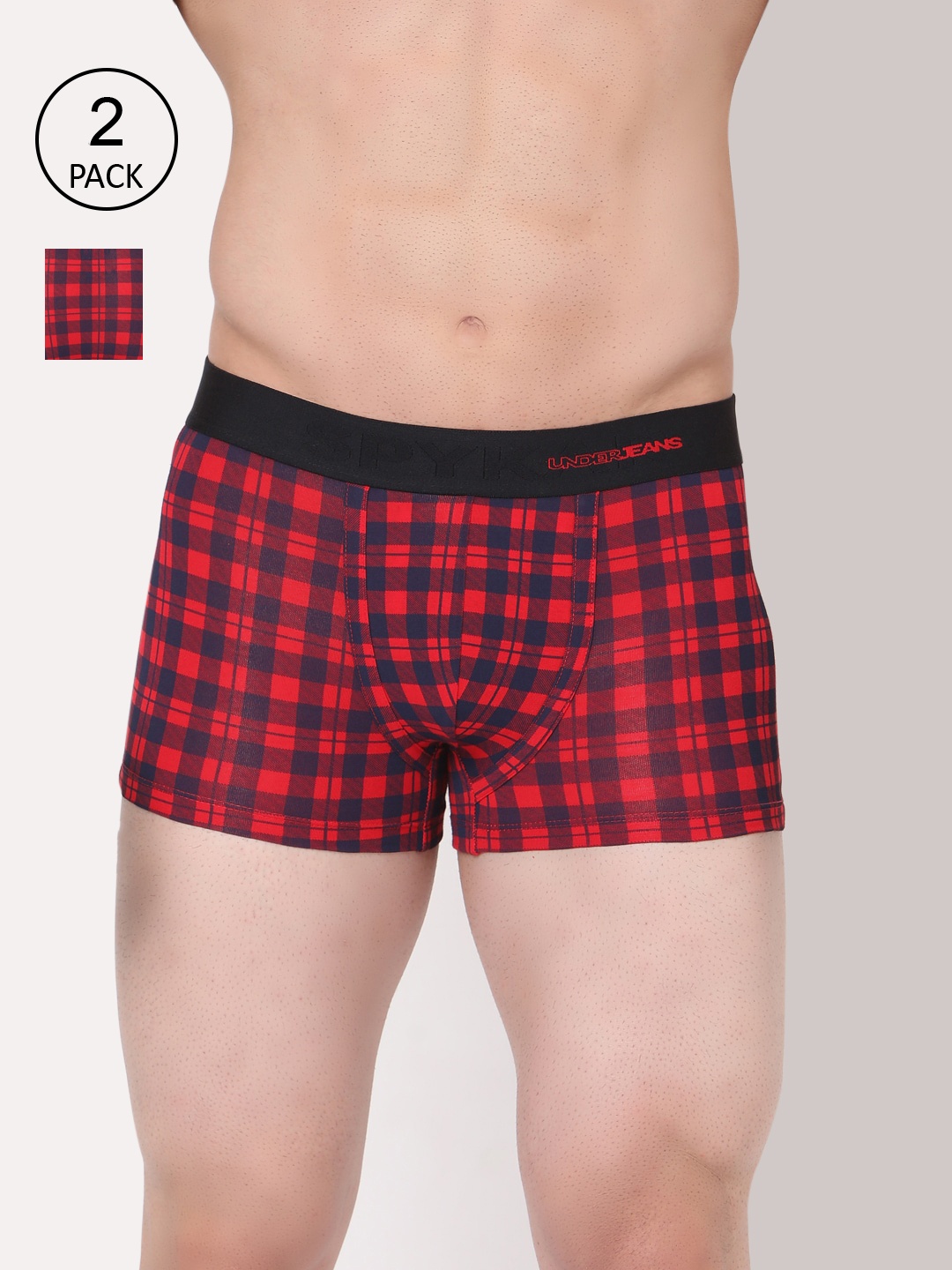 

UnderJeans by Spykar Men Pack Of 2 Cotton Blend Trunk, Red