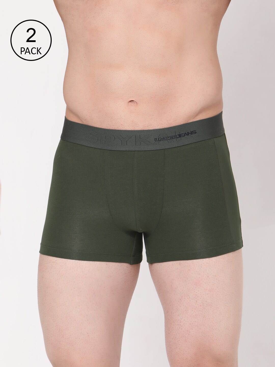 

Underjeans by Spykar Men Pack of 2 Cotton Blend Trunk, Olive