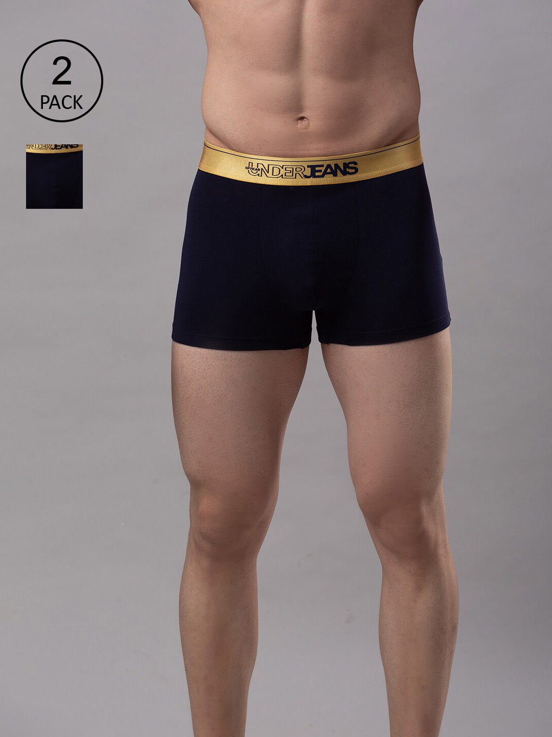 

UnderJeans by Spykar Men Pack Of 2 Cotton Blend Trunk, Navy blue