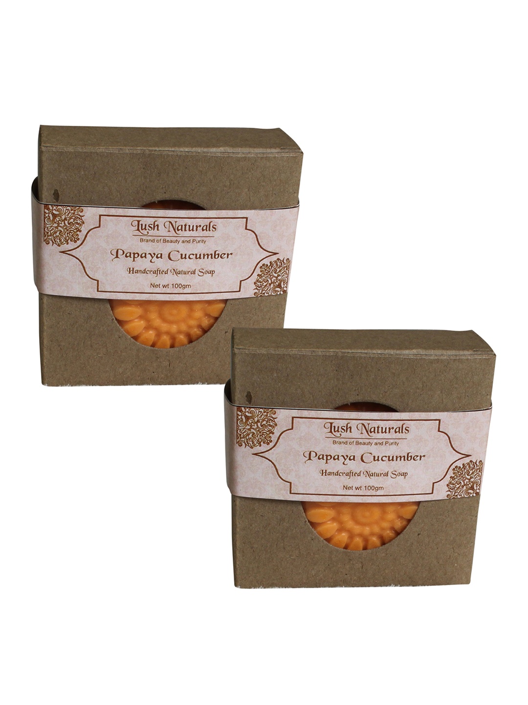 

Lush Naturals Papaya & Cucumber Handcrafted Natural Soap 100 g, Orange