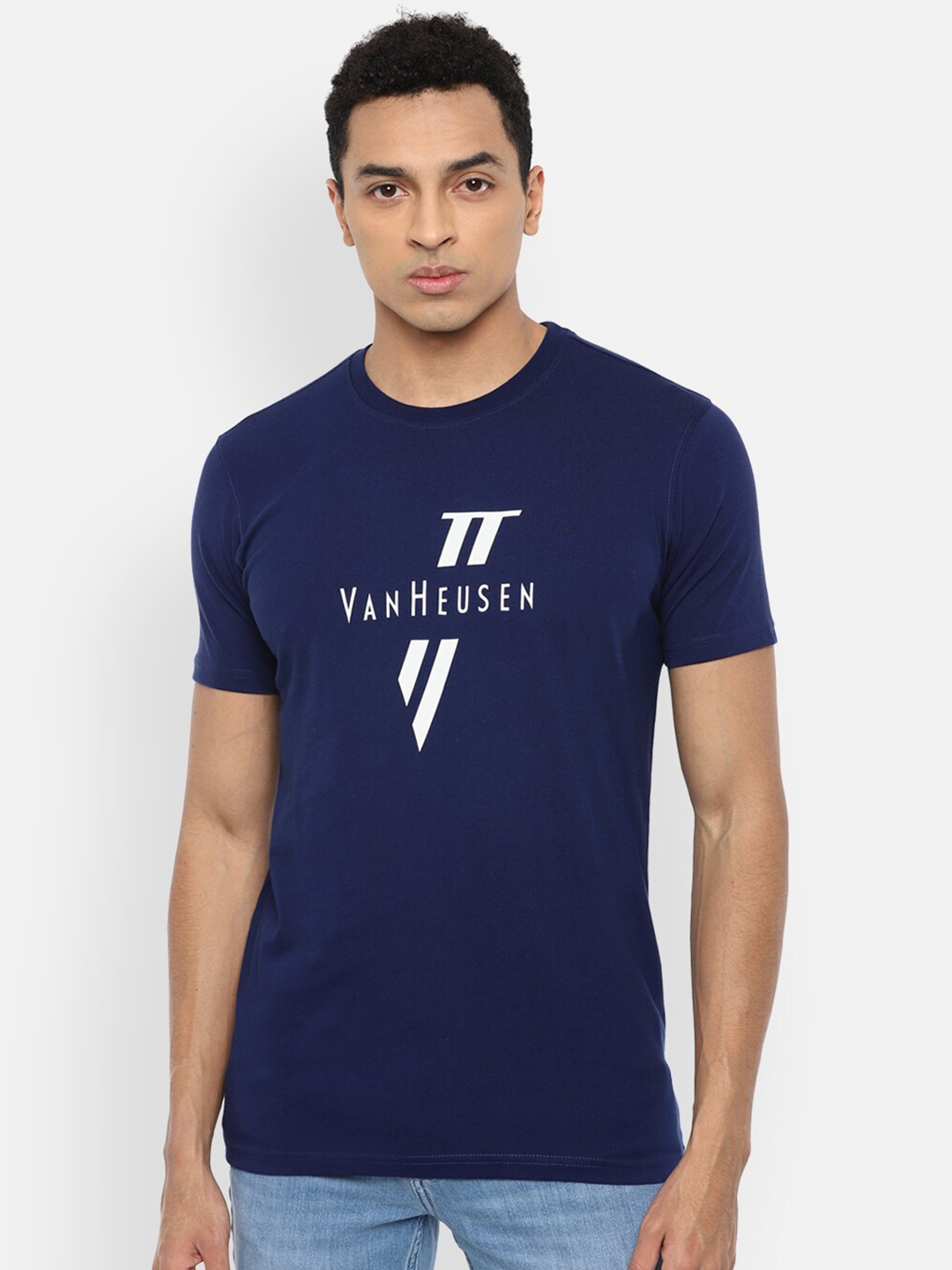 

Van Heusen Sport Men Navy Blue Typography Printed T-shirt