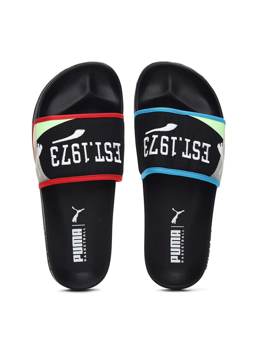 

Puma Unisex Black & White Printed Leadcat 2.0 BB In-the-Paint Sliders