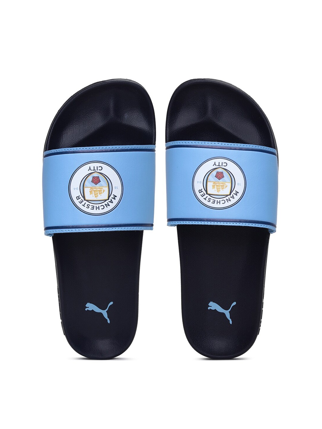 

Puma Men Blue & Black Leadcat 2.0 Manchester City Printed Sliders