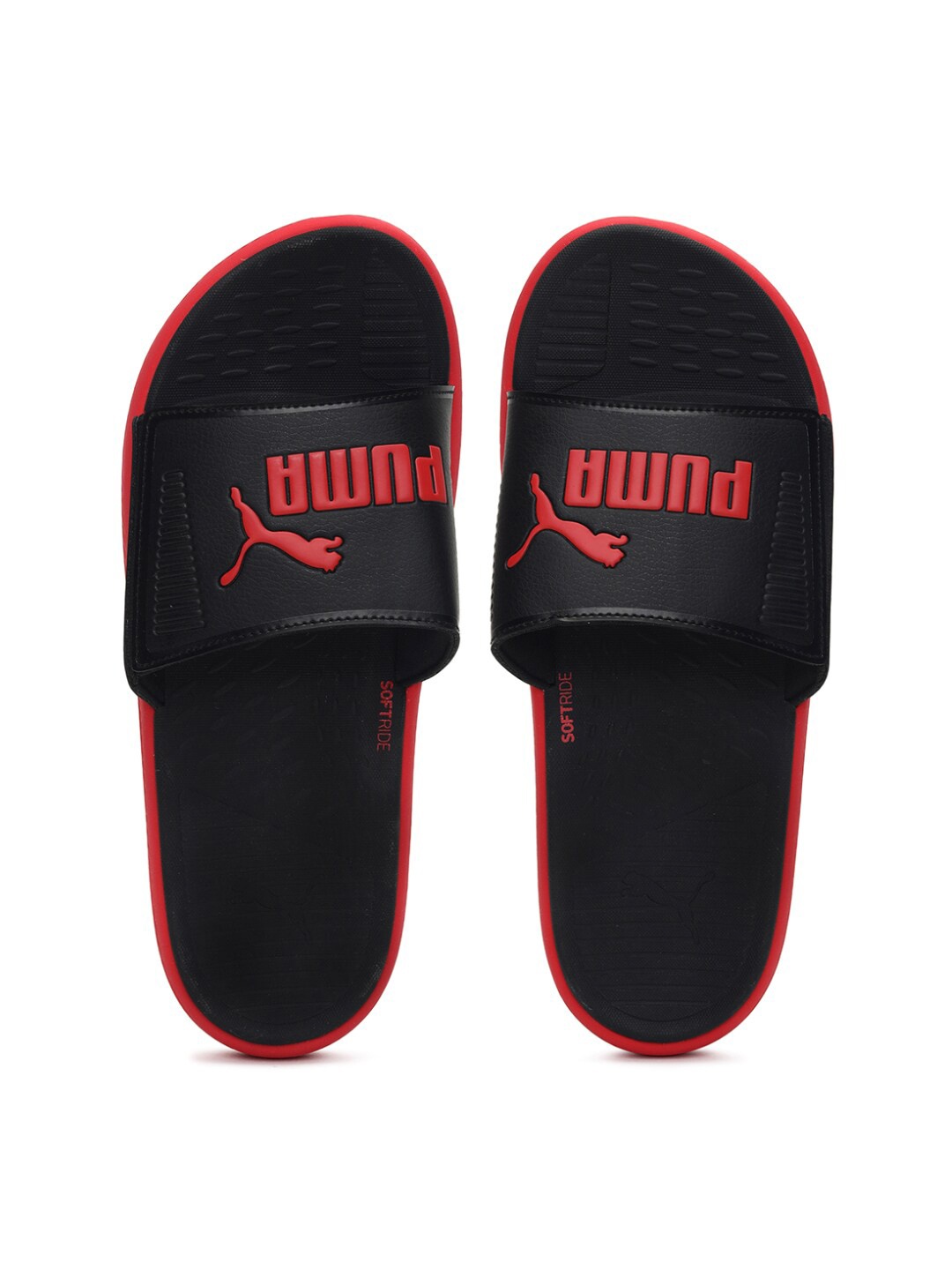 

Puma Men Black & Red Softride Sliders