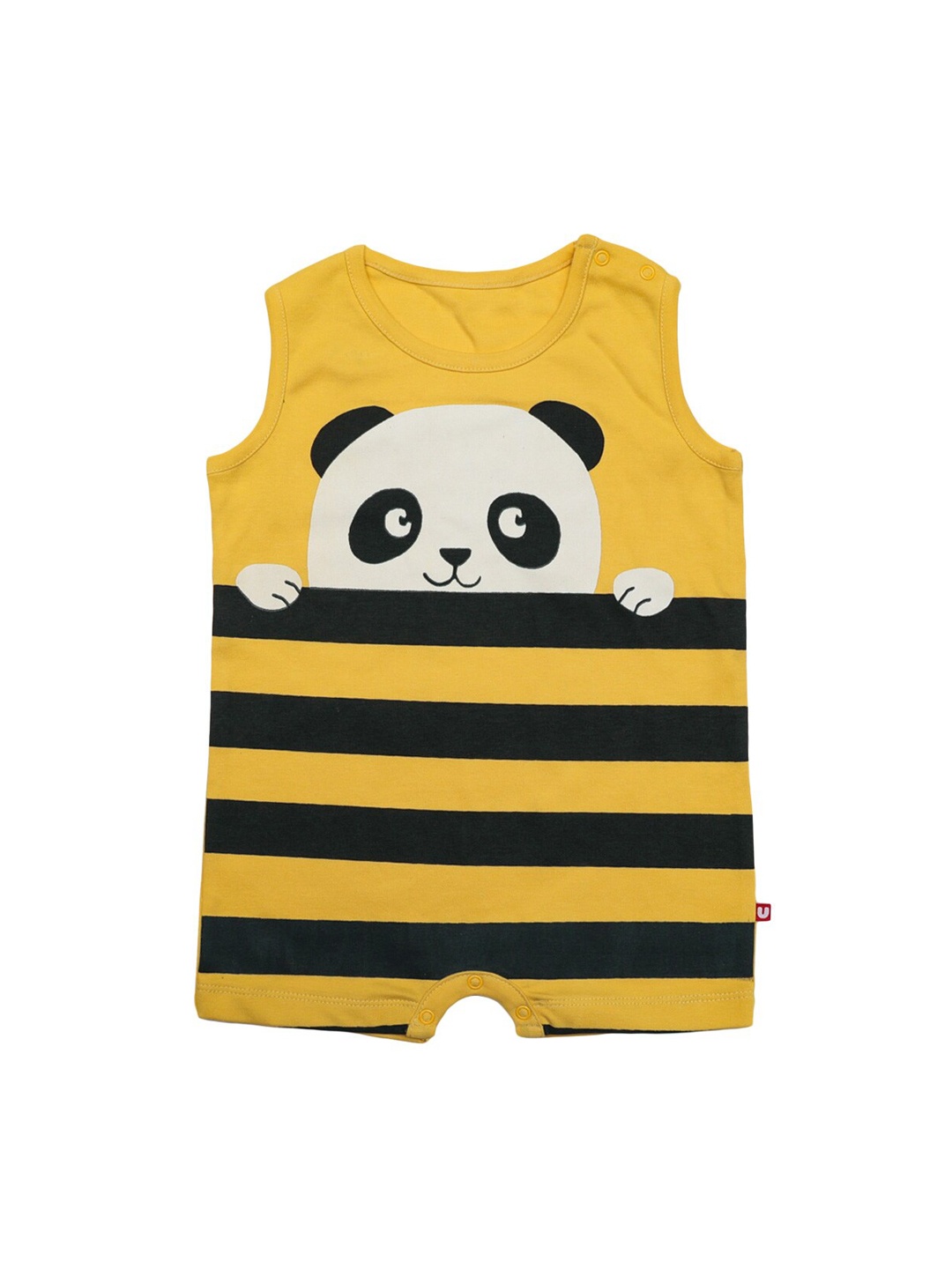 

Nino Bambino Infant Kids Yellow & Black Striped Pure Organic Cotton Romper
