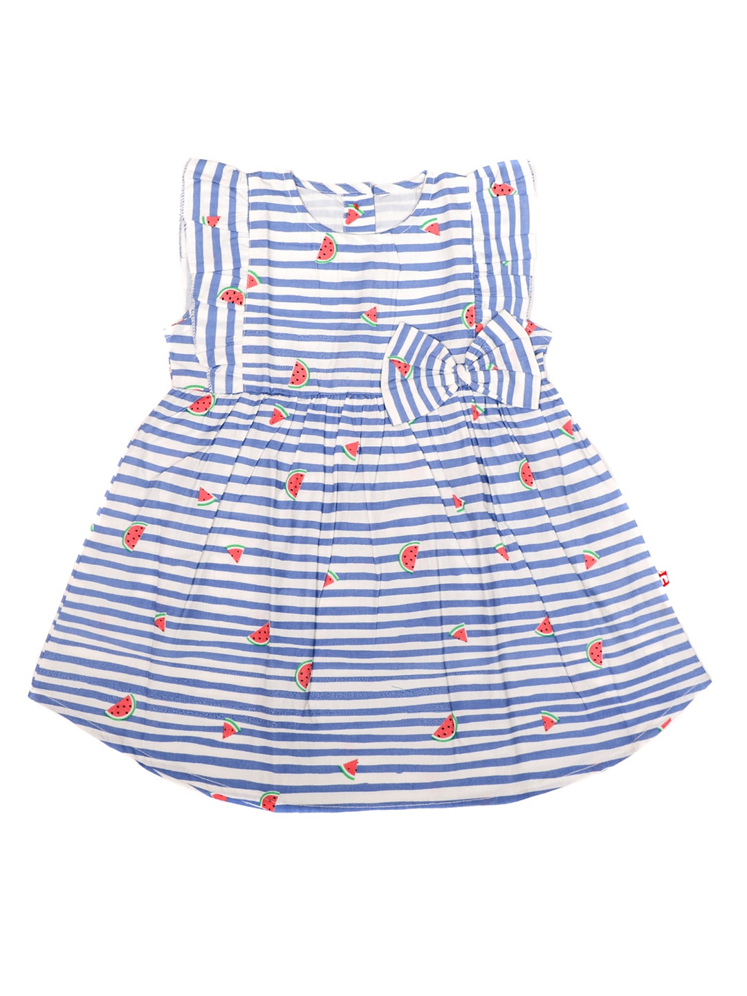 

Nino Bambino Blue & White Striped Organic Cotton Fit & Flare Dress