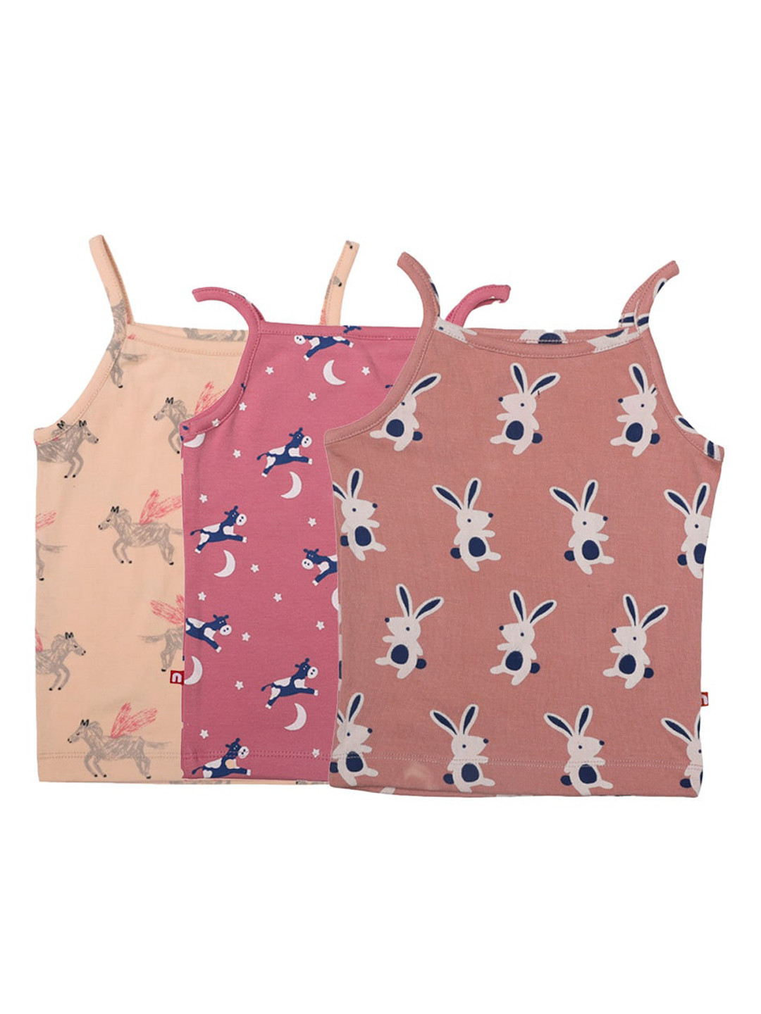 

Nino Bambino Girls Pack Of 3 Assorted Pure Organic Cotton Printed Camisole