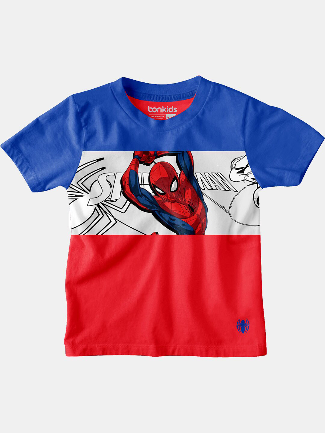 

BONKIDS Boys Blue & Red Spider-Man Printed T-shirt