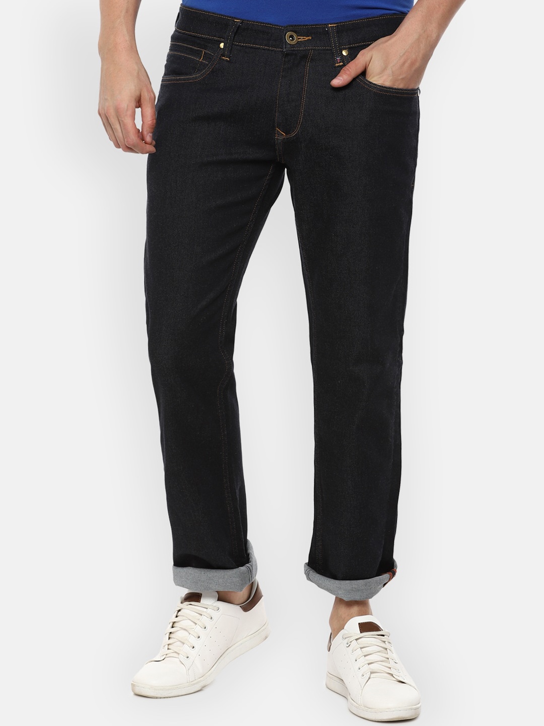 

Louis Philippe Jeans Men Black Solid Stretchable Regular Fit Jeans