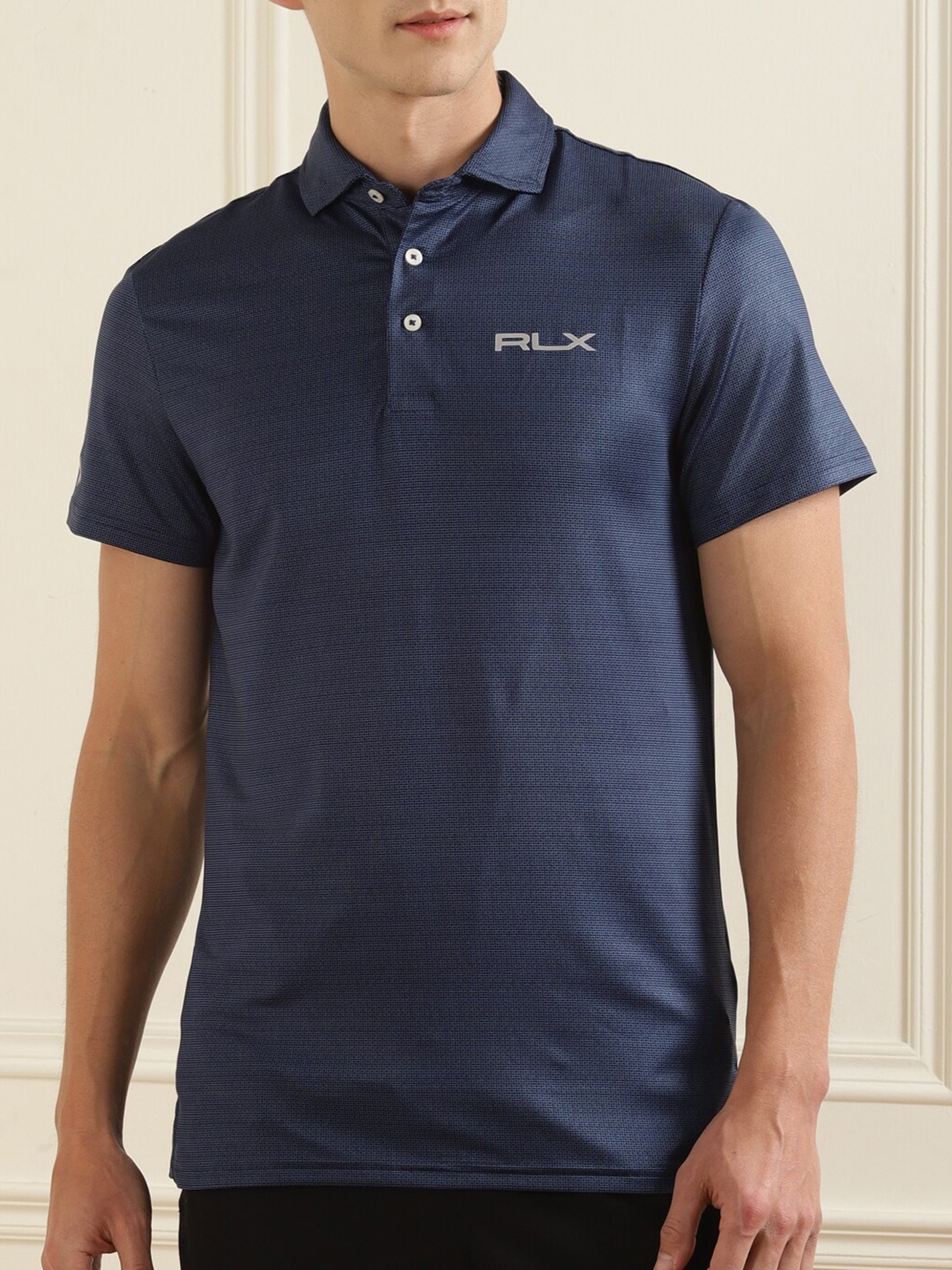 

Polo Ralph Lauren Men Navy Blue Polo Collar Pure Cotton T-shirt