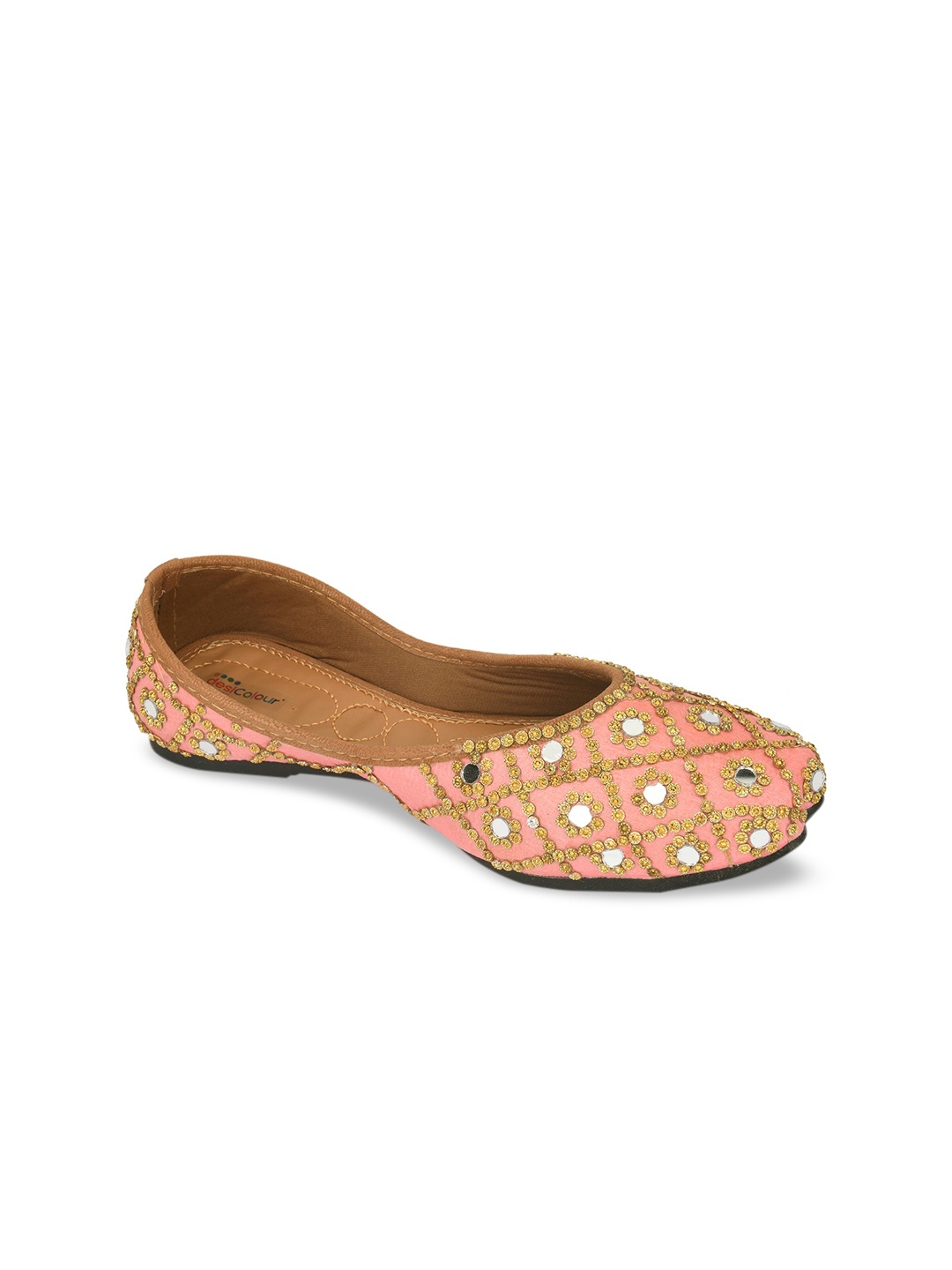 

DESI COLOUR Women Pink Ethnic Mojaris Flats