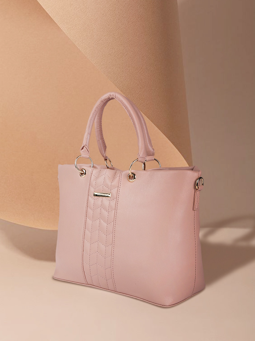 

Caprese Dusty Pink Leather Structured Handheld Bag, Rose