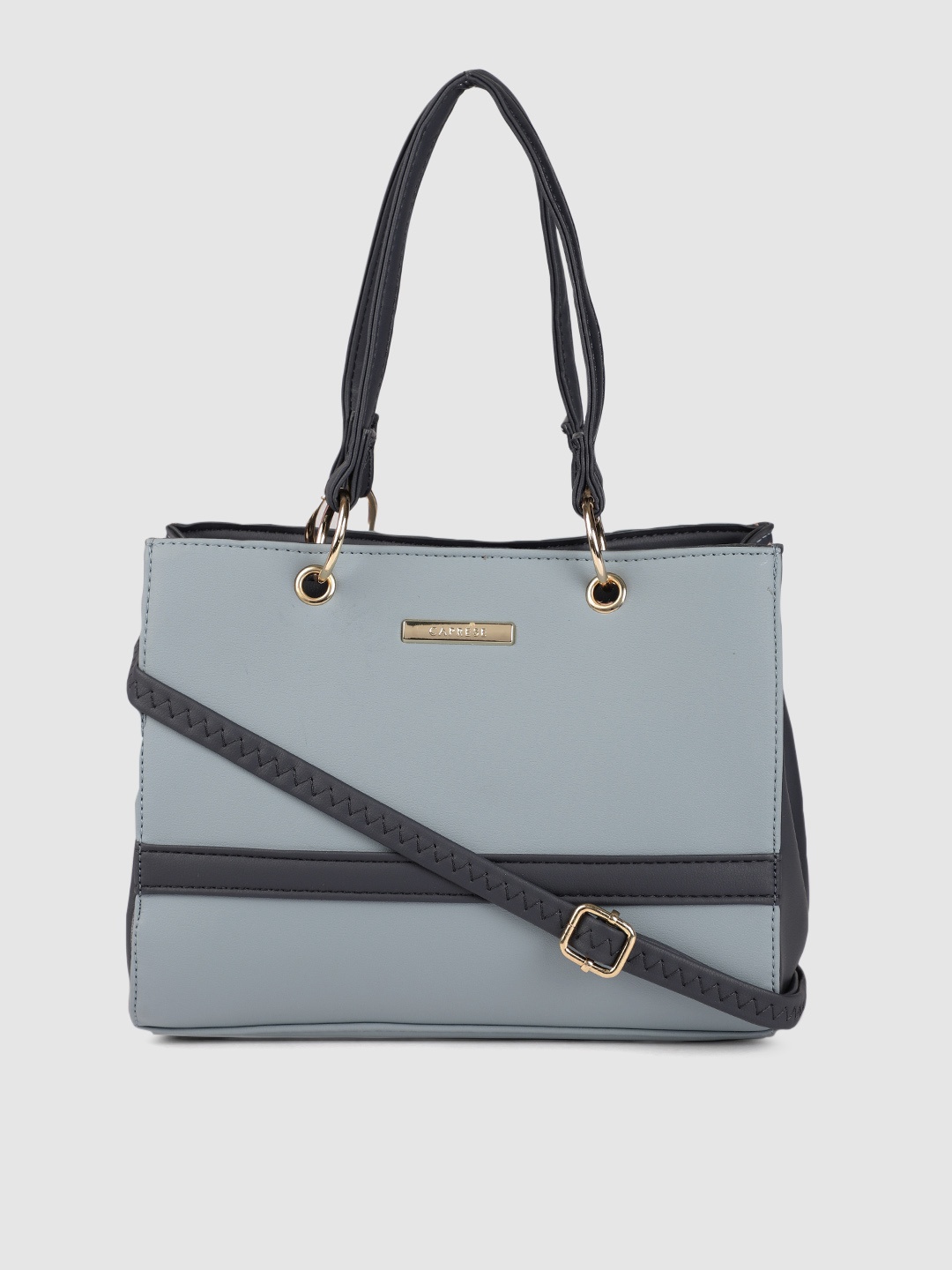 

Caprese Blue Leather Structured Handheld Bag