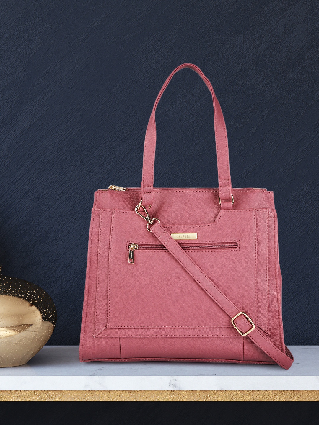 

Caprese Fuchsia Leather Structured Shoulder Bag