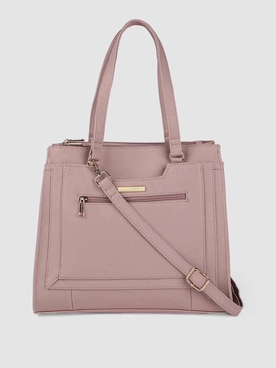 

Caprese Dusty Pink Leather Structured Shoulder Bag, Rose