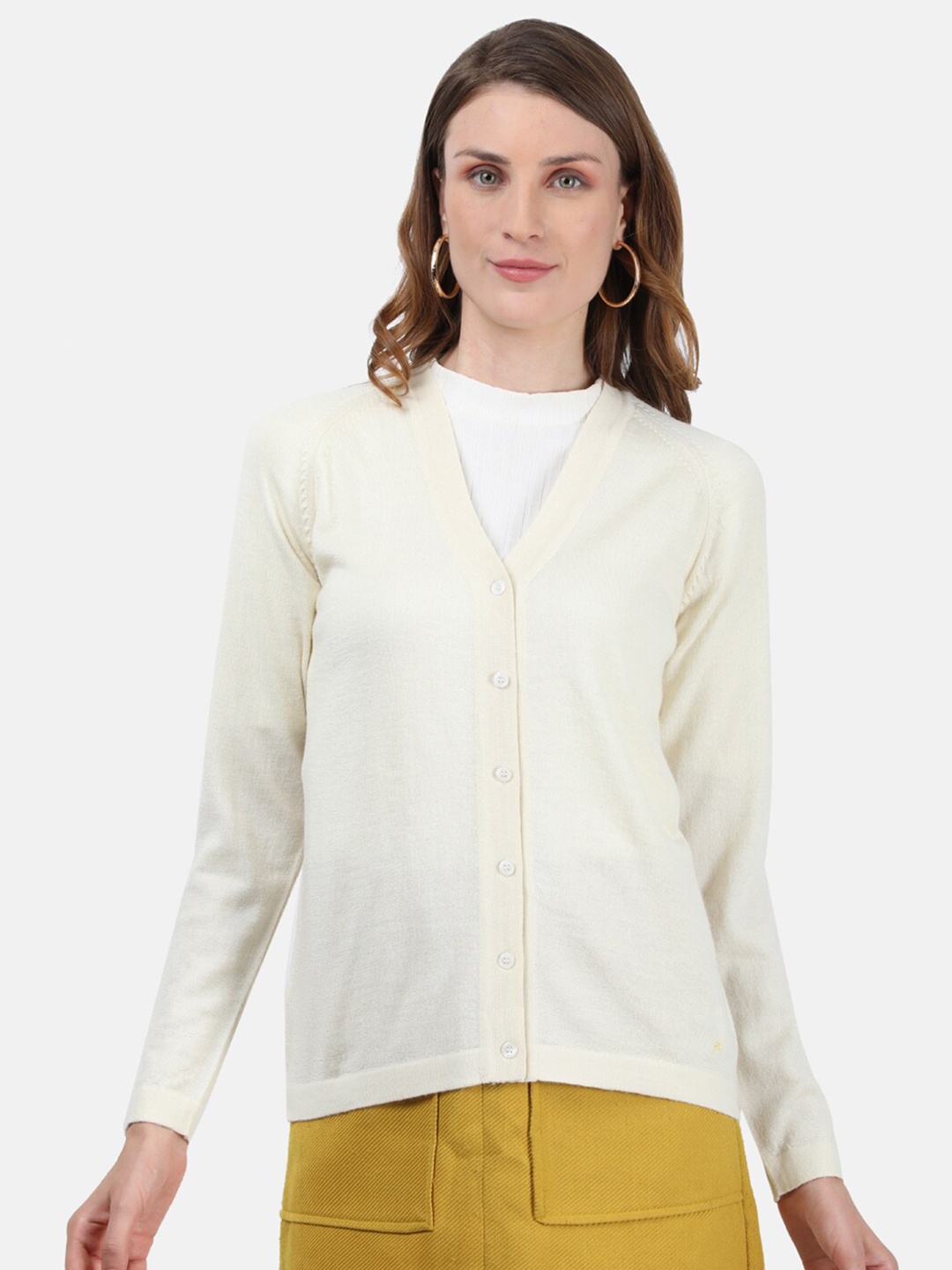

Monte Carlo Women Cream-Coloured Pure Wool Cardigan