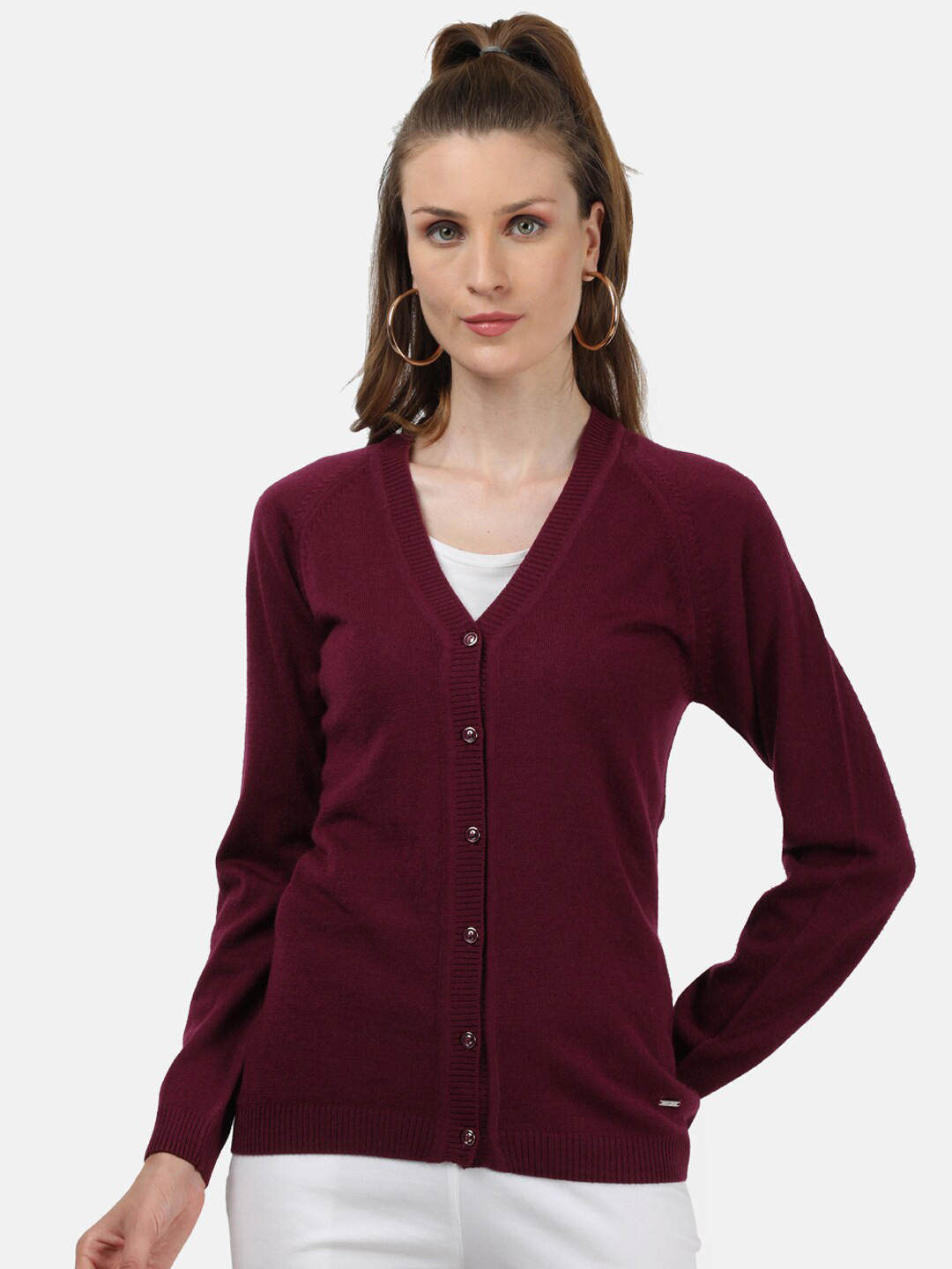 

Monte Carlo Women Purple Wool Solid Cardigan
