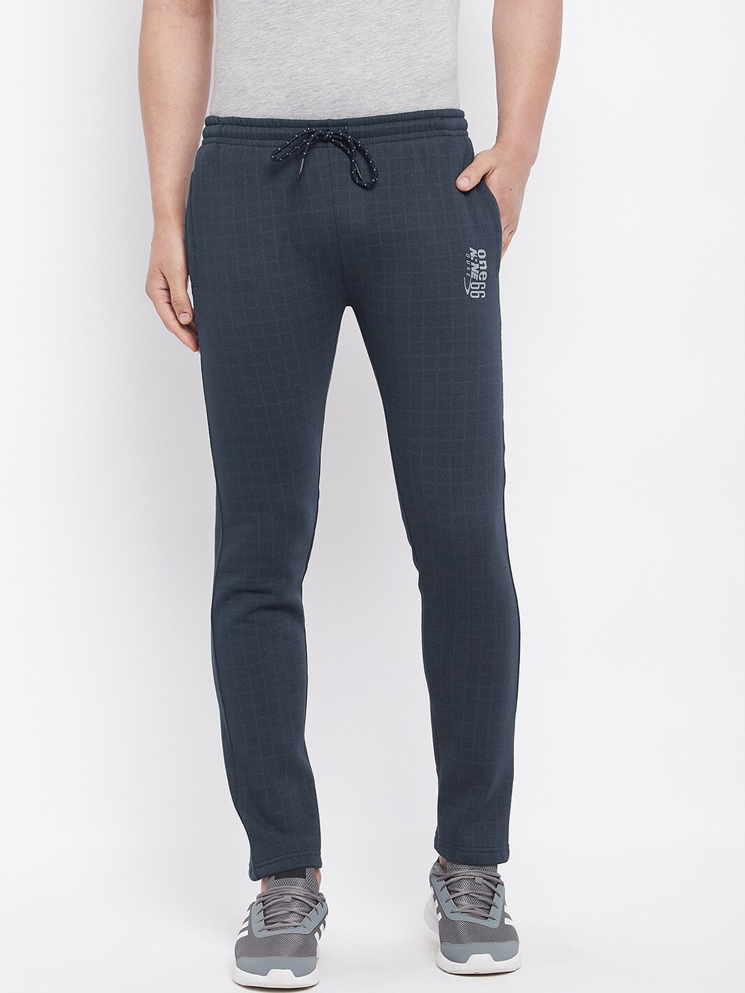 

Duke Men Blue Checked Slim Fit Cotton Track Pants