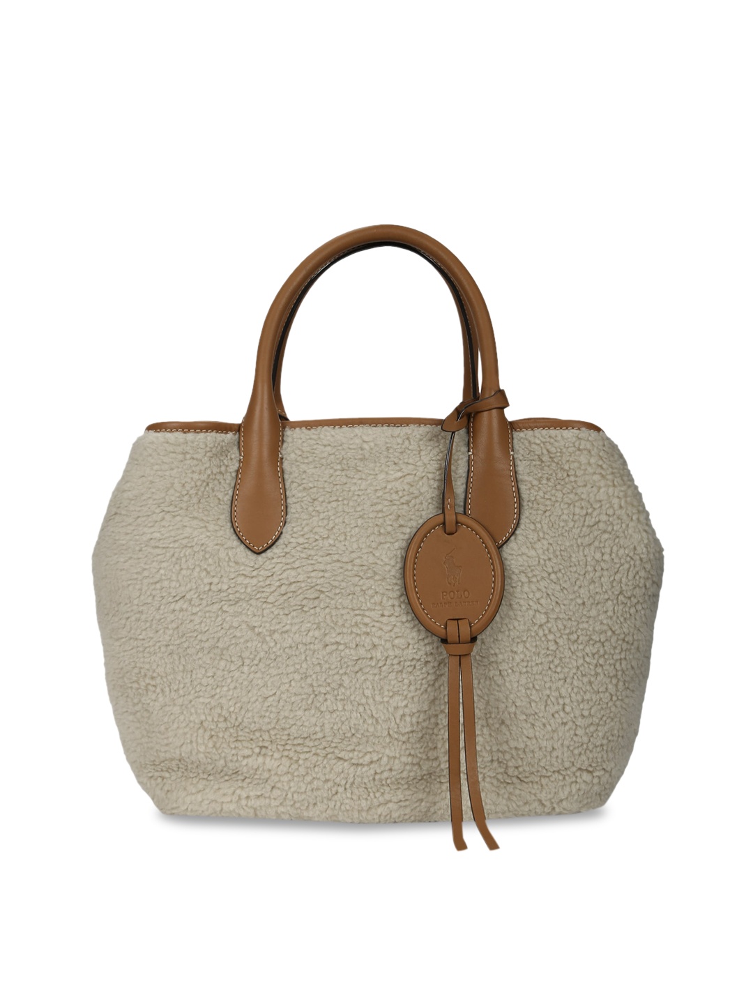 

Polo Ralph Lauren Beige Leather Structured Handheld Bag with Tasselled