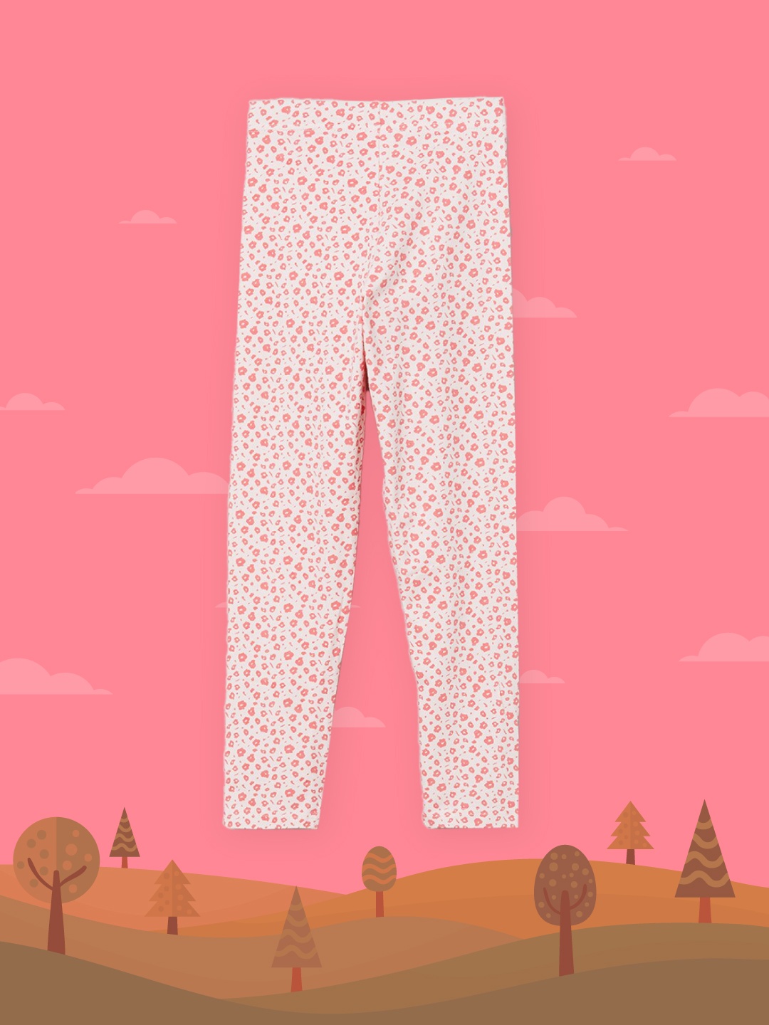

max Girls Peach Printed Ankle Length Leggings