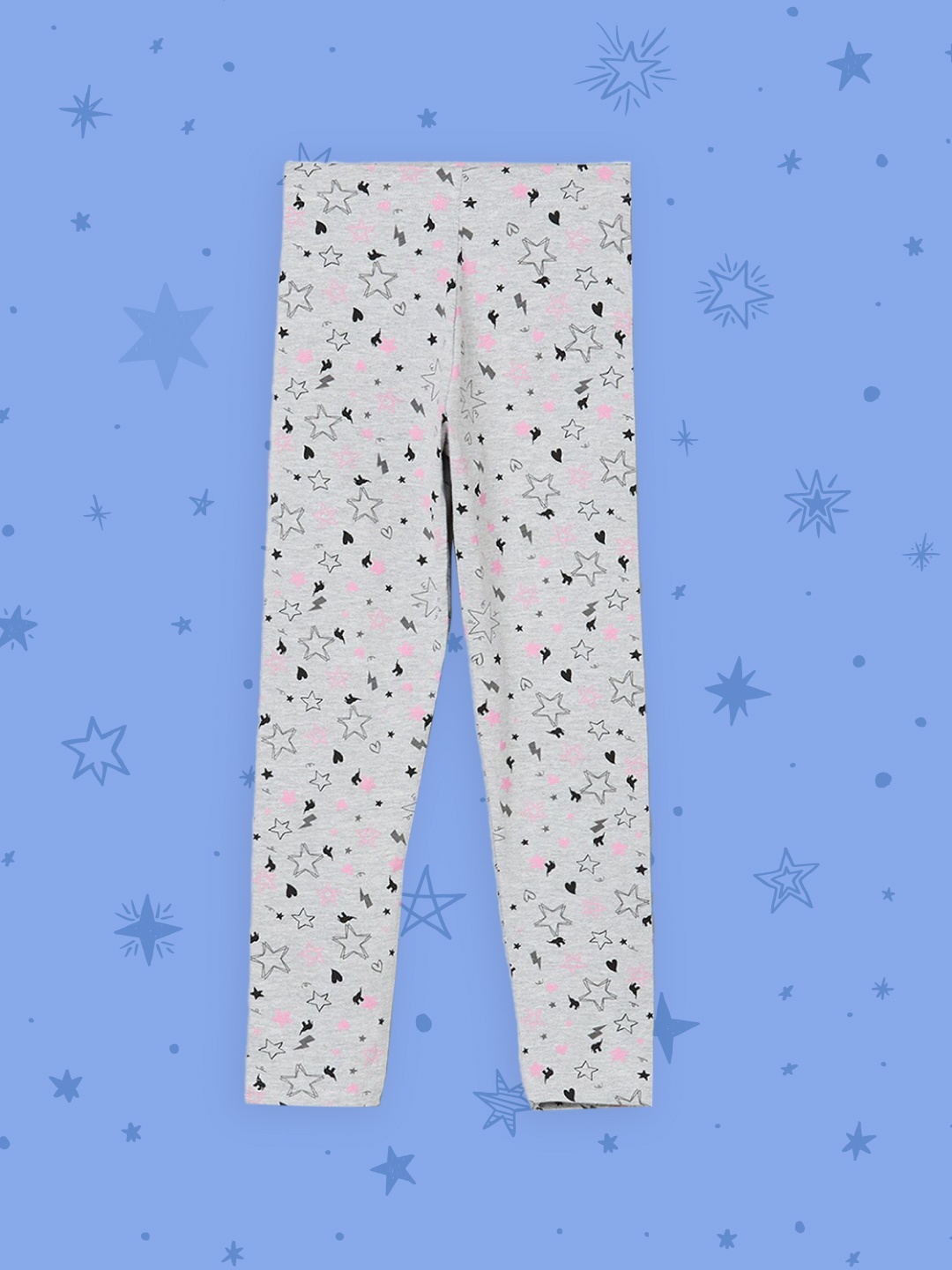 

max Girls Grey Stars Printed Leggings