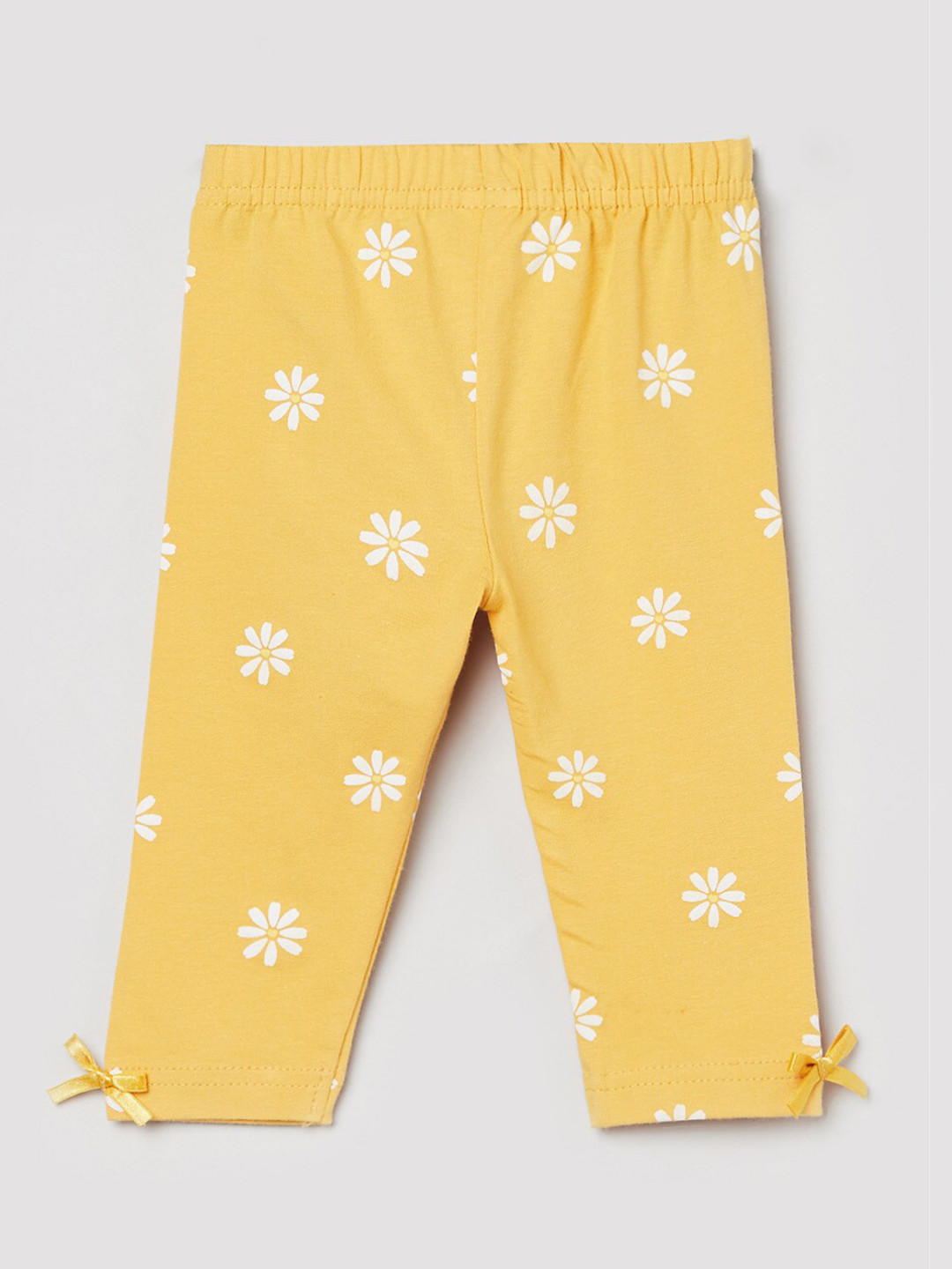 

max Girls Yellow & White Floral Printed Leggings