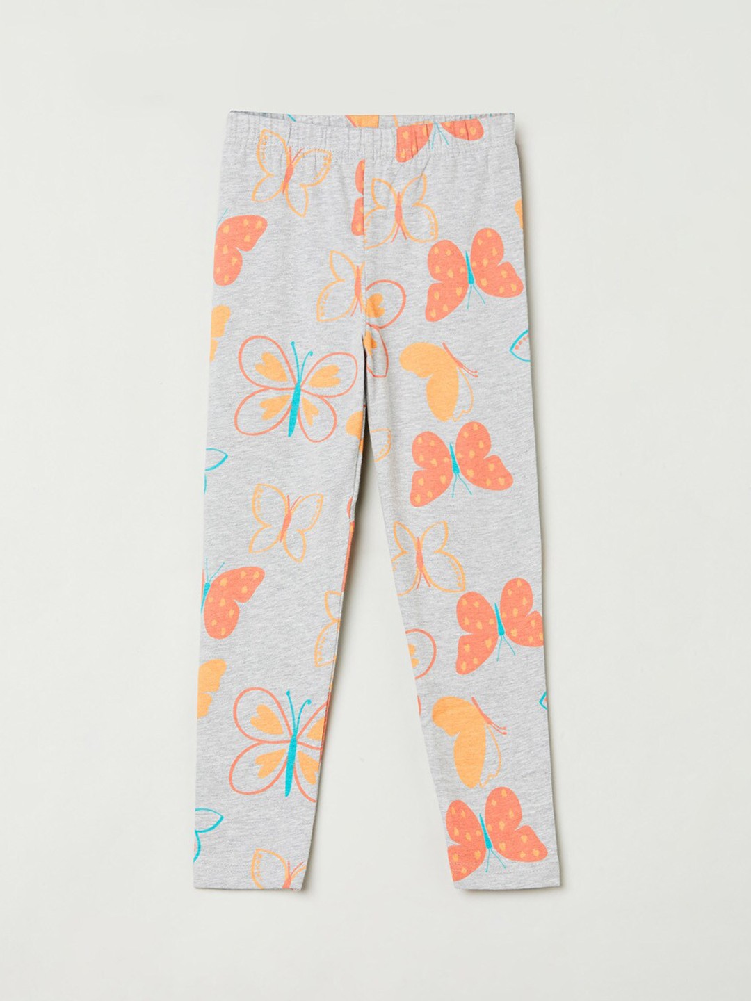 

MAX Girls Grey & Orange Butterfly Printed Leggings