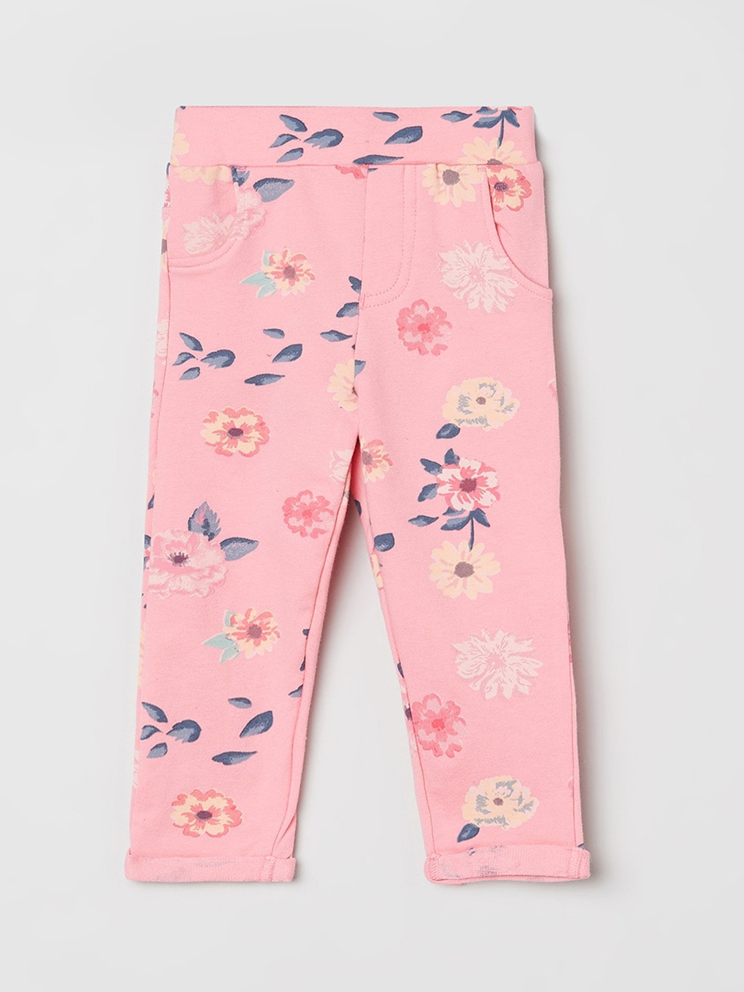 

max Girls Pink Floral Printed Trousers