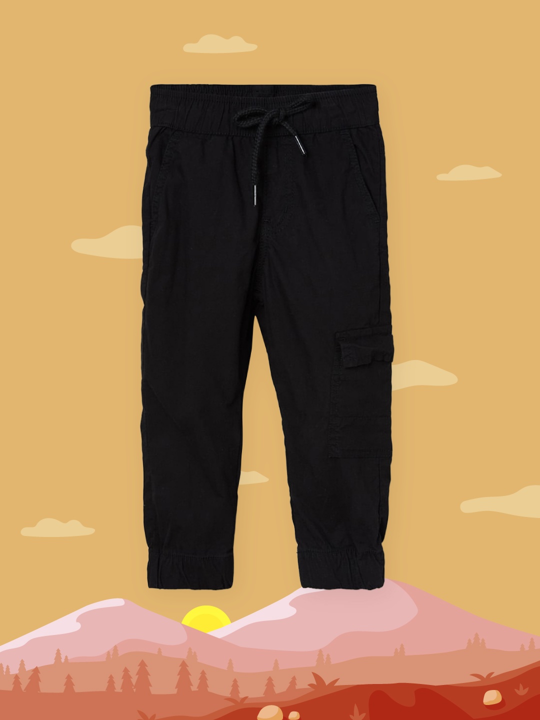

max Boys Black Cargos Trousers