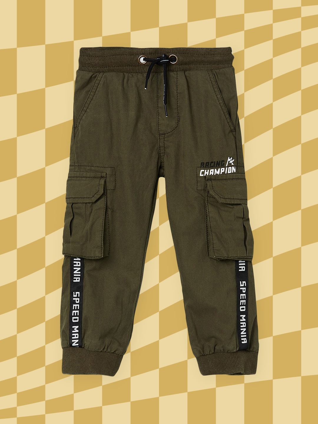 

max Boys Olive Green Pure Cotton Cargos