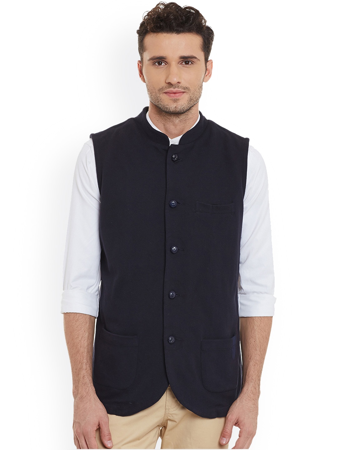 

Hypernation Navy Nehru Jacket, Navy blue