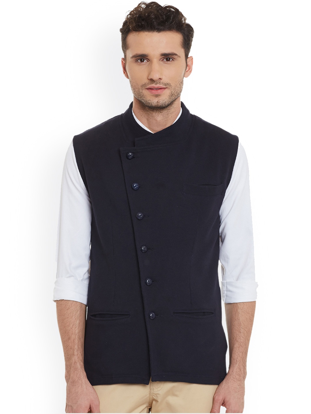 

Hypernation Navy Nehru Jacket, Navy blue