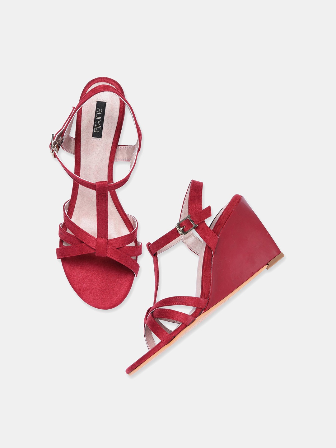 

AURELIA Burgundy Suede Wedge Heels