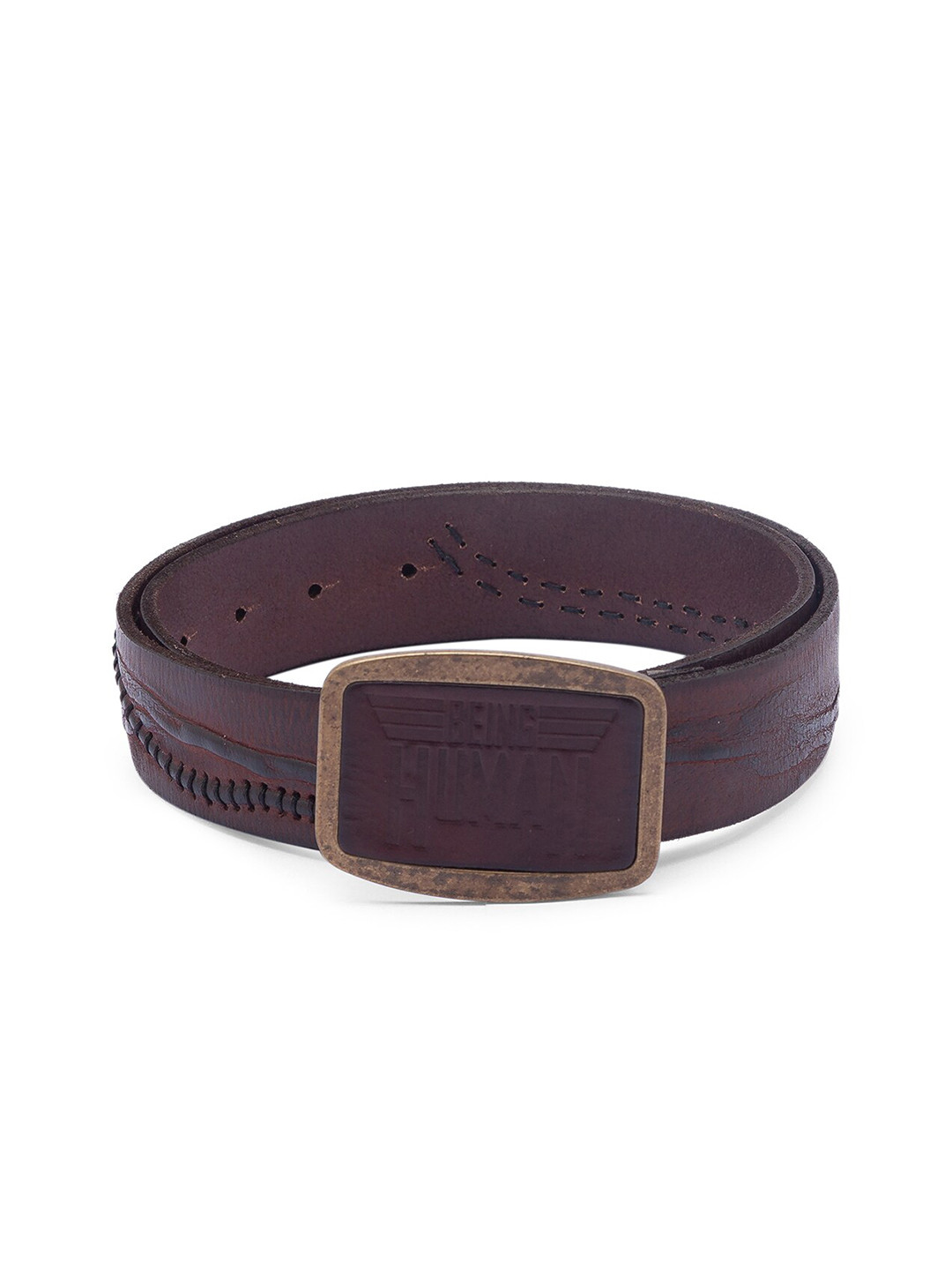 

Being Human Men Brown Textured Leather Belt