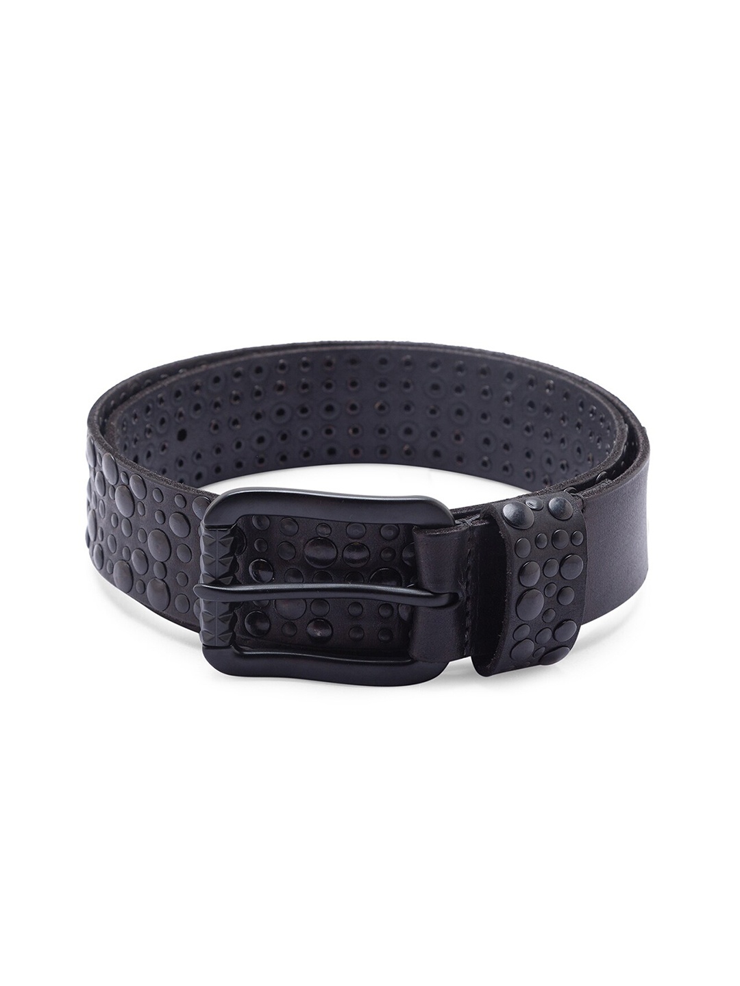 

Being Human Men Black Textured Leather Belt