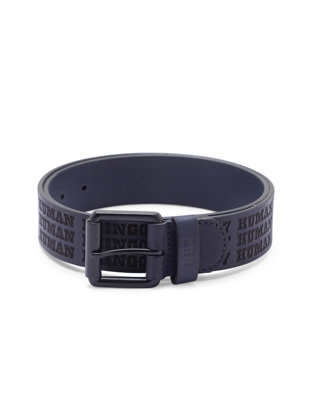 

Being Human Men Navy Blue Brand Logo Textured Leather Belt