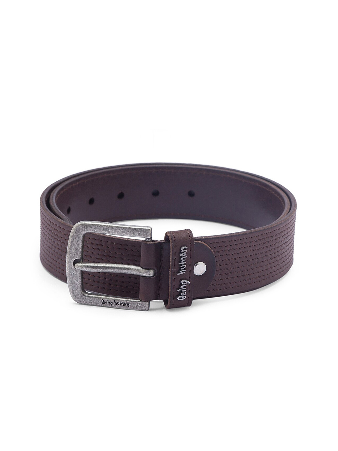 

Being Human Men Brown Textured Leather Belt