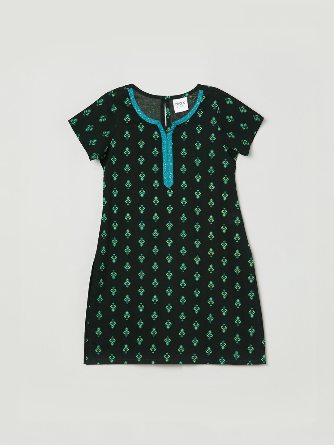 

max Girls Green Printed Pure Cotton Kurta