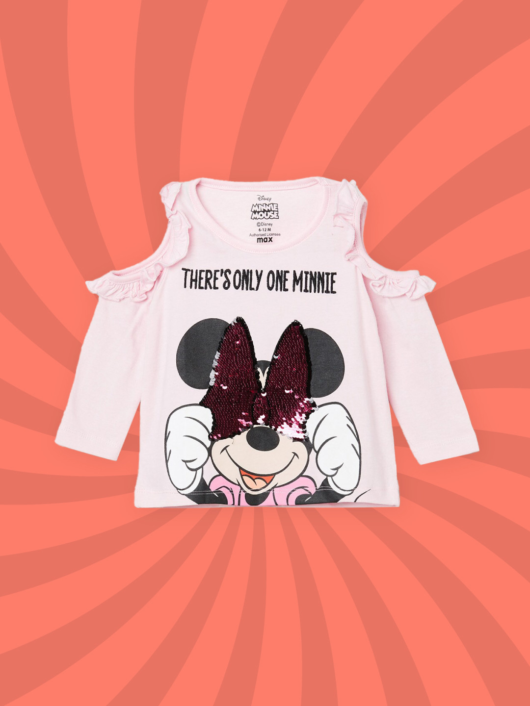 

max Girls Pink & Black Mickey Mouse Printed Cotton Regular Top