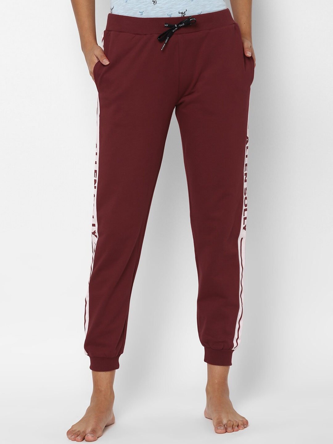 

Allen Solly Women Maroon Solid Pure Cotton Lounge Joggers