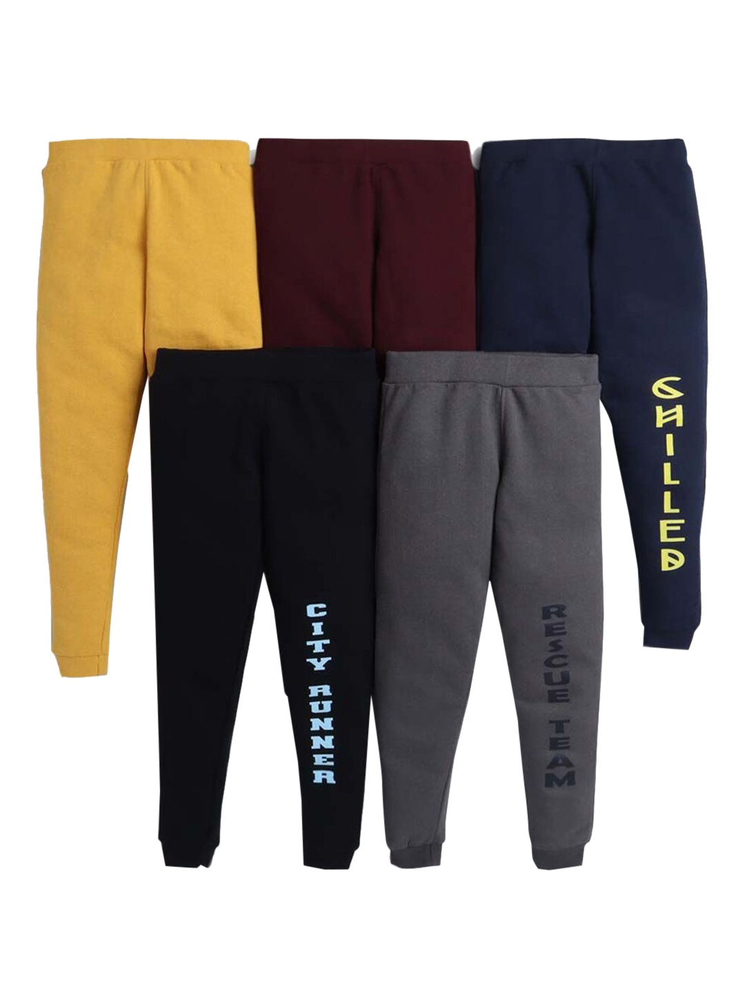

Hopscotch Boys Pack Of 5 Solid Pure Cotton Joggers, Blue