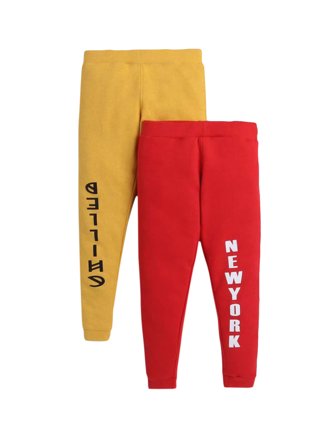 

Hopscotch Boys Pack Of 2 Solid Pure Cotton Joggers, Yellow