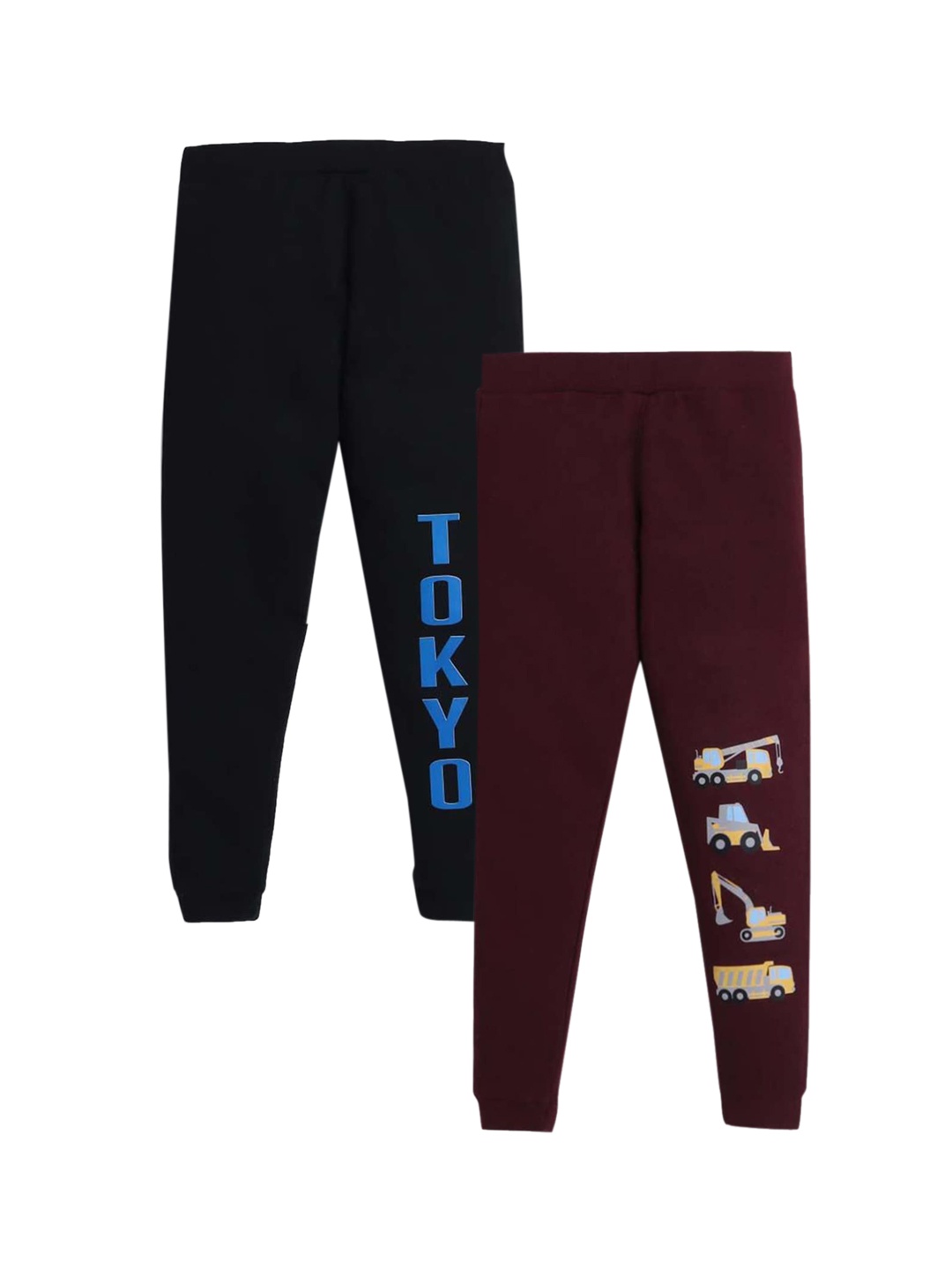 

Hopscotch Boys Pack Of 2 Solid Pure Cotton Joggers, Black