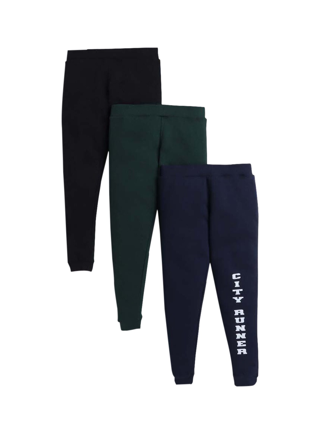 

Hopscotch Boys Pack Of 3 Solid Pure Cotton Joggers, Black