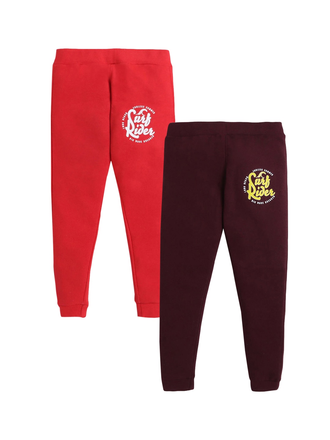 

Hopscotch Boys Pack Of 2 Orange & Brown Solid Pure Cotton Joggers