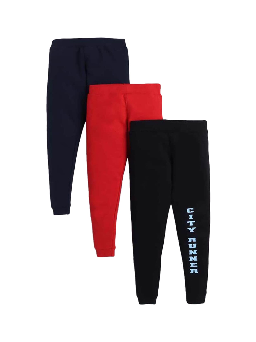 

Hopscotch Boys Pack Of 3 Solid Pure Cotton Joggers, Multi